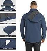 33,000ft Men’s Waterproof Softshell Jacket Navy L with Fleece Lining view 2