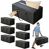 6 Pack Heavy Duty Moving Bags with Reinforced Zipper & Handles, Sturdy & Durable Clothes Storage Bags Totes Bins, Moving Boxes Alternative,College Dorm Room Essentials, Black