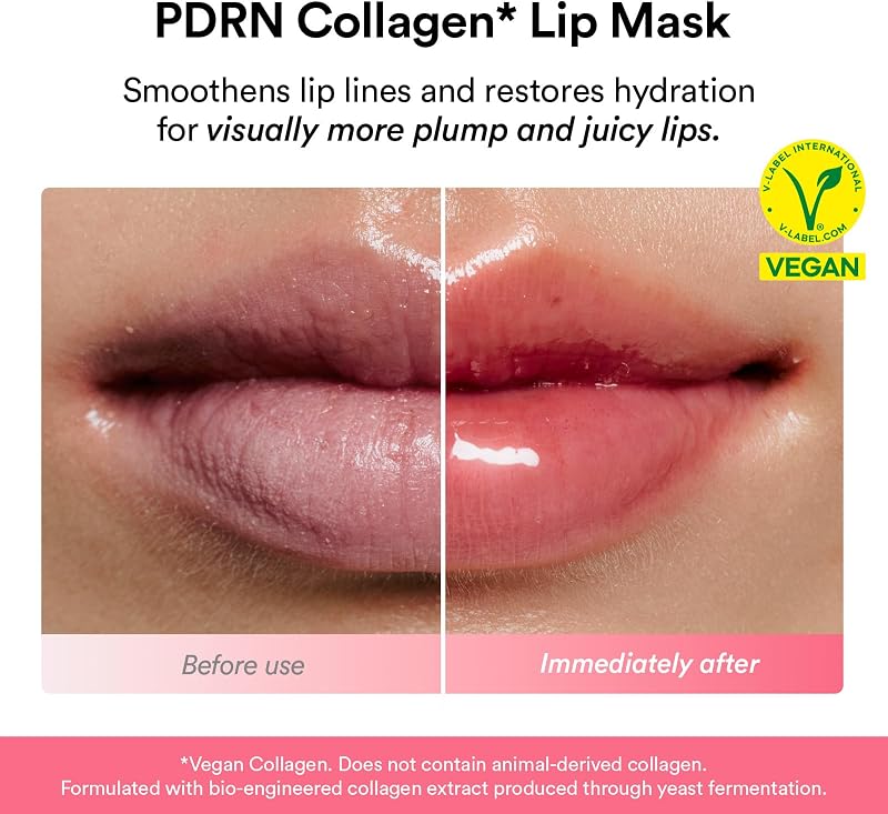PDRN Collagen Lip Mask Glazed Jelly 0,38 fl oz / 11 ml | Mascarilla labial coreana hidratante, bálsamo nocturno Overnight Sleeping Mask para labios secos y agrietados, idea de regalo para mujer — foto 3 de 8