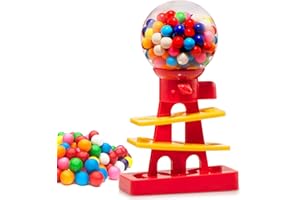 Tower Gumball Machine for Kids - 10" Gum and Toy Bank - Candy Dispenser Includes 25 Dubble Bubble Gum Balls - Great Gift Toy for Girls and Boys - Playo (Red)