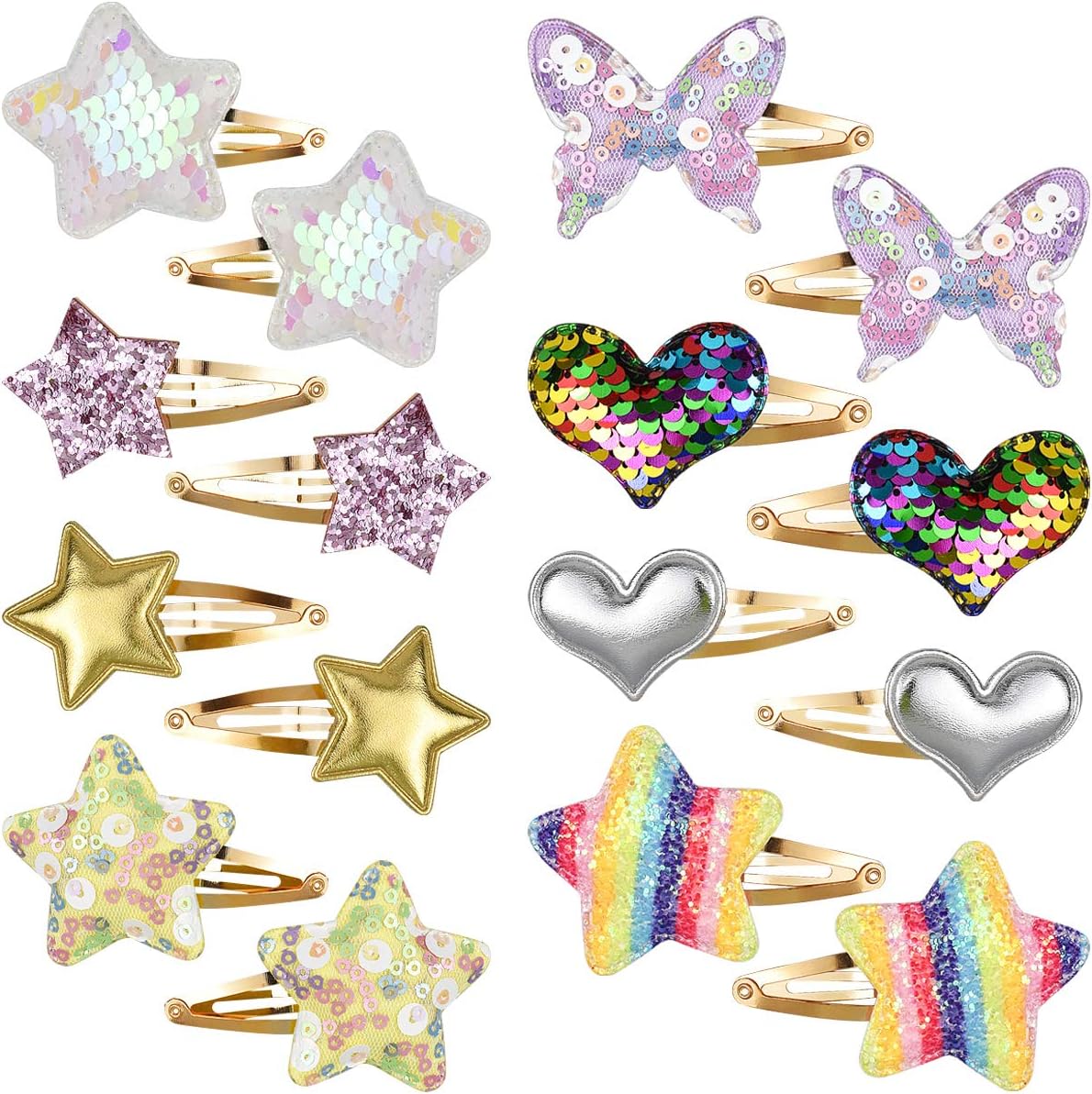 Dokpav 16 Pack/8 Pairs Girls Hair Clips, Cute Hair Clips, Children Hairpin, Metal Snap Barrettes