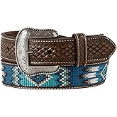ARIAT Men's Southwestern Embroidered Leather Belt with Tooled Tabs
