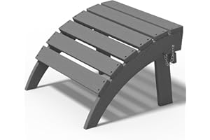 PLUUV Folding Adirondack Ottoman Footrest, HDPE Plastic Outdoor Footstool Without Assembly, All Weather Ottoman for Adirondack Chair, Wide Use in Poolside, Patio, Lawn, Garden, Backyard Deck, Fire Pit