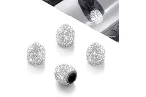 SHERING Bling Valve Stem Caps,4 Pack Tire Valve Caps,Universal Handmade Rhinestones Stem Covers for Bling Car Accessories, SUVs, Bike and Bicycle, Trucks, Motorcycles (White)