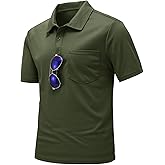 TBMPOY Men's Polo Shirts with Pocket Short Sleeve Quick Dry Casual Sports Outdoor Golf Shirt