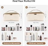 Prite Large Capacity Makeup Bag Portable Travel Cosmetic Bag Waterproof Beige L view 2