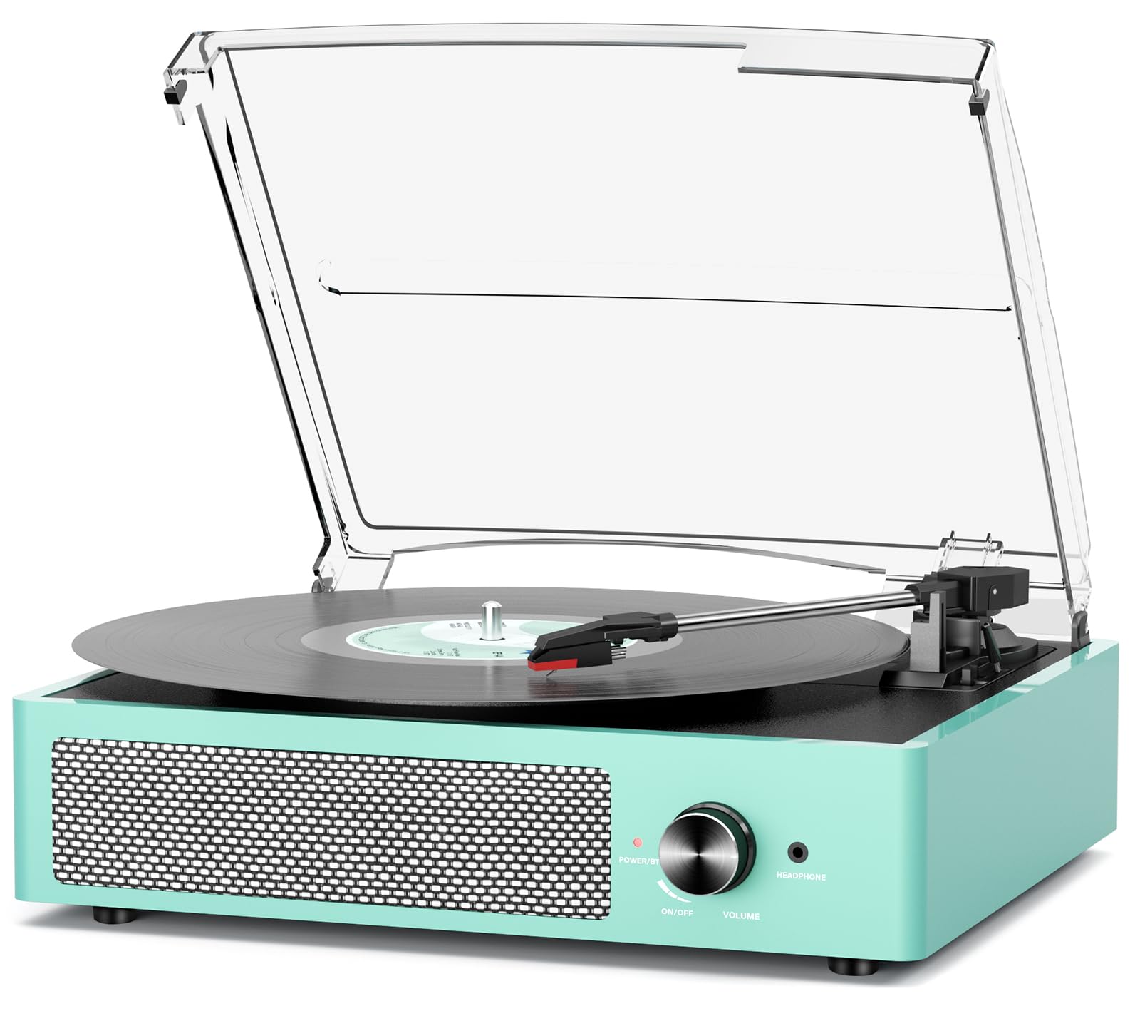 Photo 1 of Record Player for Vinyl with 2 Build-in Speakers LP Vinyl Players Belt-Driven Vintage Turntables 3 Speed 3 Size, Wireless Bluetooth Playback, AUX-in, RCA Out, Headphone, Auto Stop