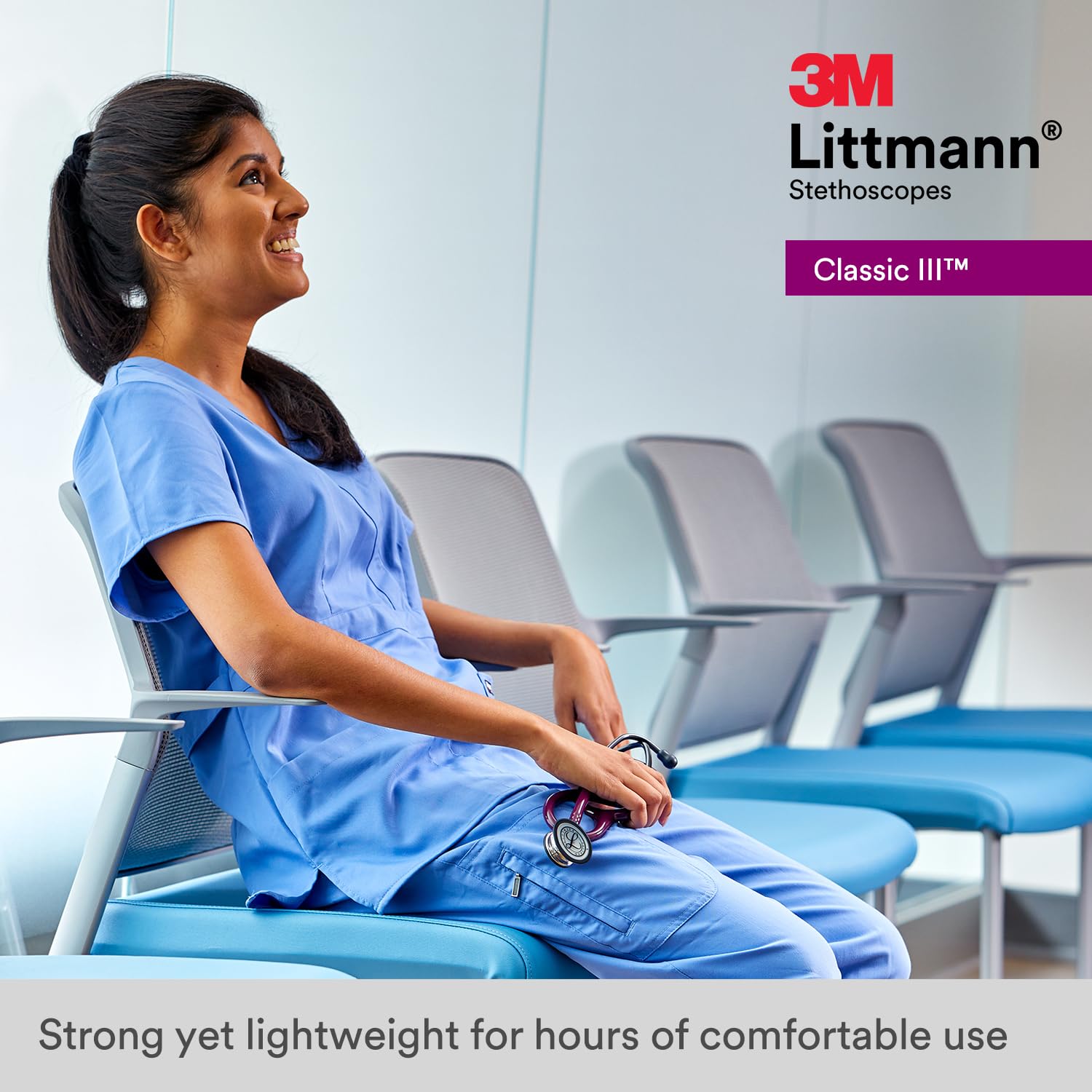 3M Littmann Classic III Monitoring Stethoscope, 5620, More Than 2X as Loud, Weighs Less, Stainless Steel Chestpiece, 27