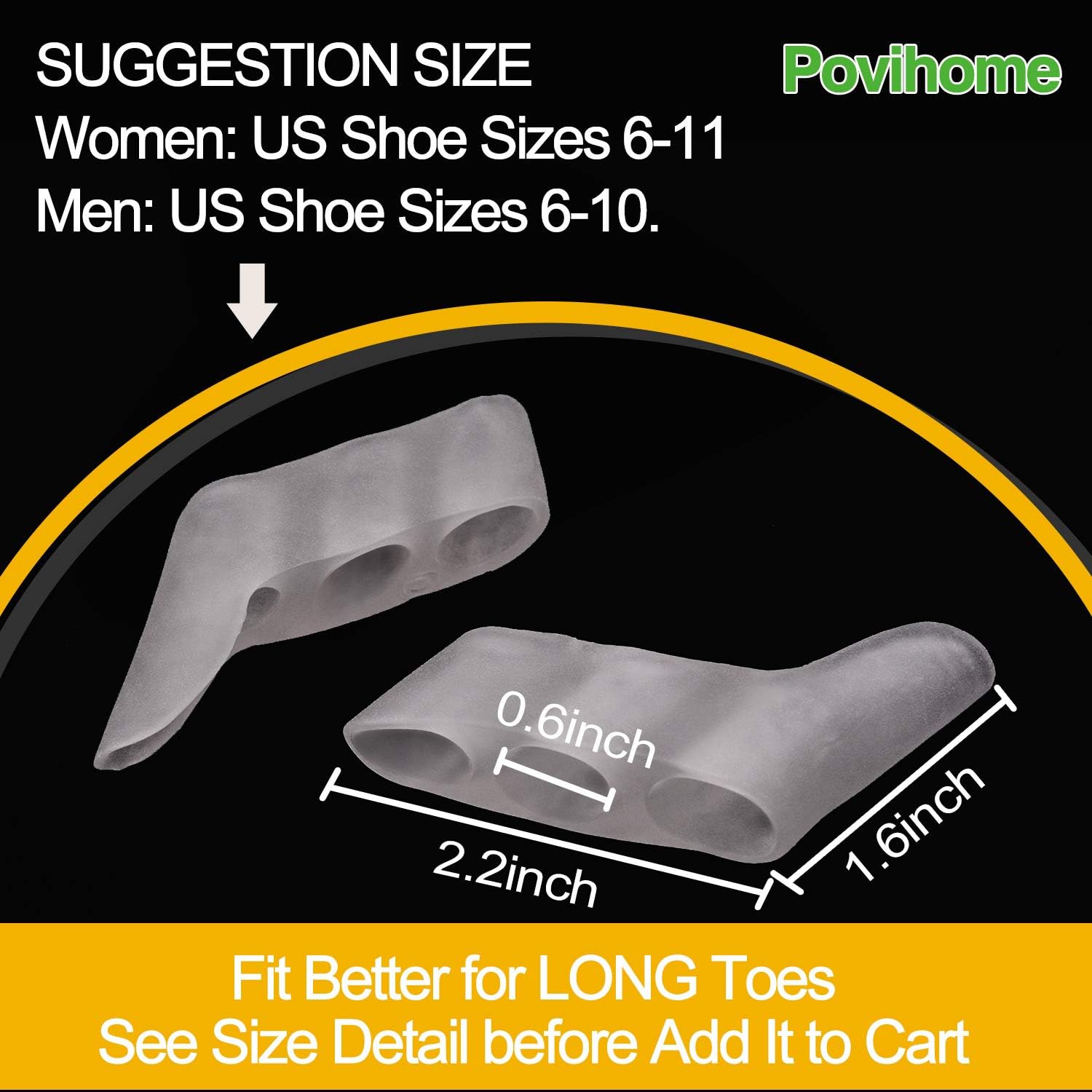 Povihome 10 Pack Pinky Toe Separator and Protectors, Triple Gel Toe Separators for Overlapping Toe, Curled Pinky Toes Separate and Protect: Health & Personal Care