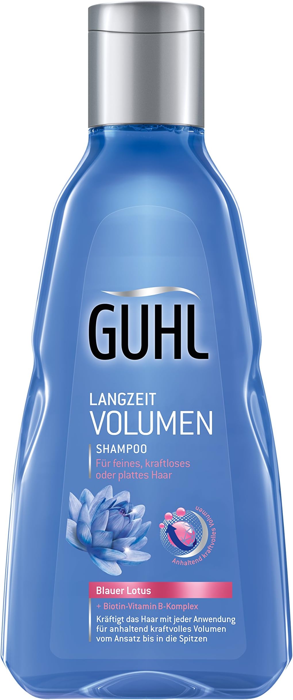 Guhl Long-Lasting Volume Shampoo - Pack of 2 (2 x 250 ml) - with Blue Lotus - Gives Powerful Volume - for Fine, Leafless Hair