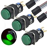 3Pcs 16MM Momentary Push Button Switch 12VDC LED