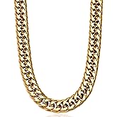 AILPIWE Gold Cuban Link Chain for Women Men, 9mm 18K Gold Plated Chunky Cuban Curb Link Chain Choker Necklace