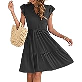 AUSELILY Women's Summer Dresses V Neck Empire Waist Ruffled Sleeve Mini Sundress with Pockets 2026 New