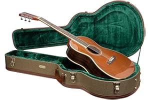 Crossrock Master Series 000 12-Fret Acoustic Guitar Case | Olive Green Tweed Exterior, Re-Engineered Wooden Shell, Leather Handle & Forest Green Velvet Interior(CRW720-00012OG)