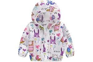 Toddler Baby Girls Rain Jacket Spring Summer Cute Graphic Waterproof Zipper Raincoat Kids Trendy Lightweight Breathable