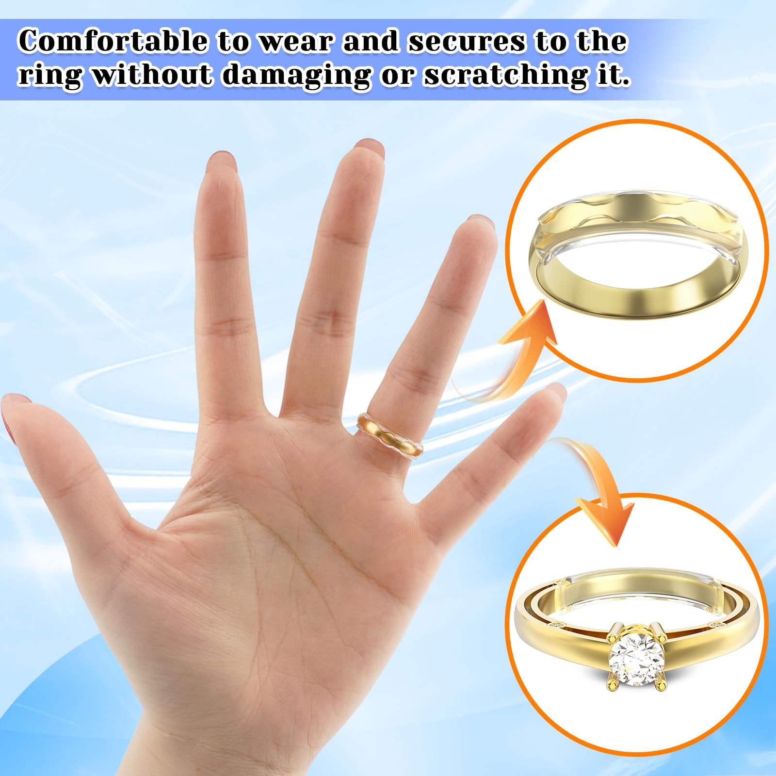 Eiito Eiito Ring Sizers for Loose Rings, 16 Pack Ring Guards for Loose Rings, Reduce by 0.5-1 Size Without Resizing, Fits Bands 1-8mm, Invisible Design for Women and Men, 2 Styles Insert and Spiral