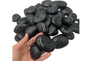 Lifetop Polished Black River Rocks, Decorative Black Pebbles for Indoor Plants,Most Garden Landscape,Vase,Plants,Outdoor Decorative Stones,Water Features (Medium, 3LB)
