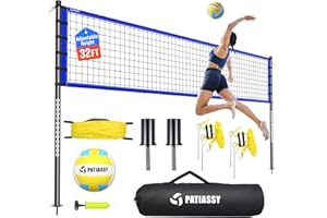 Patiassy Portable Volleyball Net Set for Backyard, Beach & Outdoor - Regulation Size, Height-Adjustable Poles, PU Volleyball with Pump, Carrying Bag