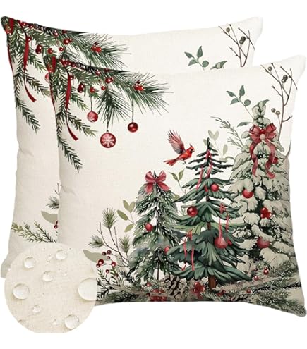 Juego De 4 Fundas De Almohada De Navidad Grises De 18 X 18 Pulgadas, Decoraciones De Copo De Nieve, Fundas De Almohada De árbol De Navidad, Funda De Cojín De Navidad Para