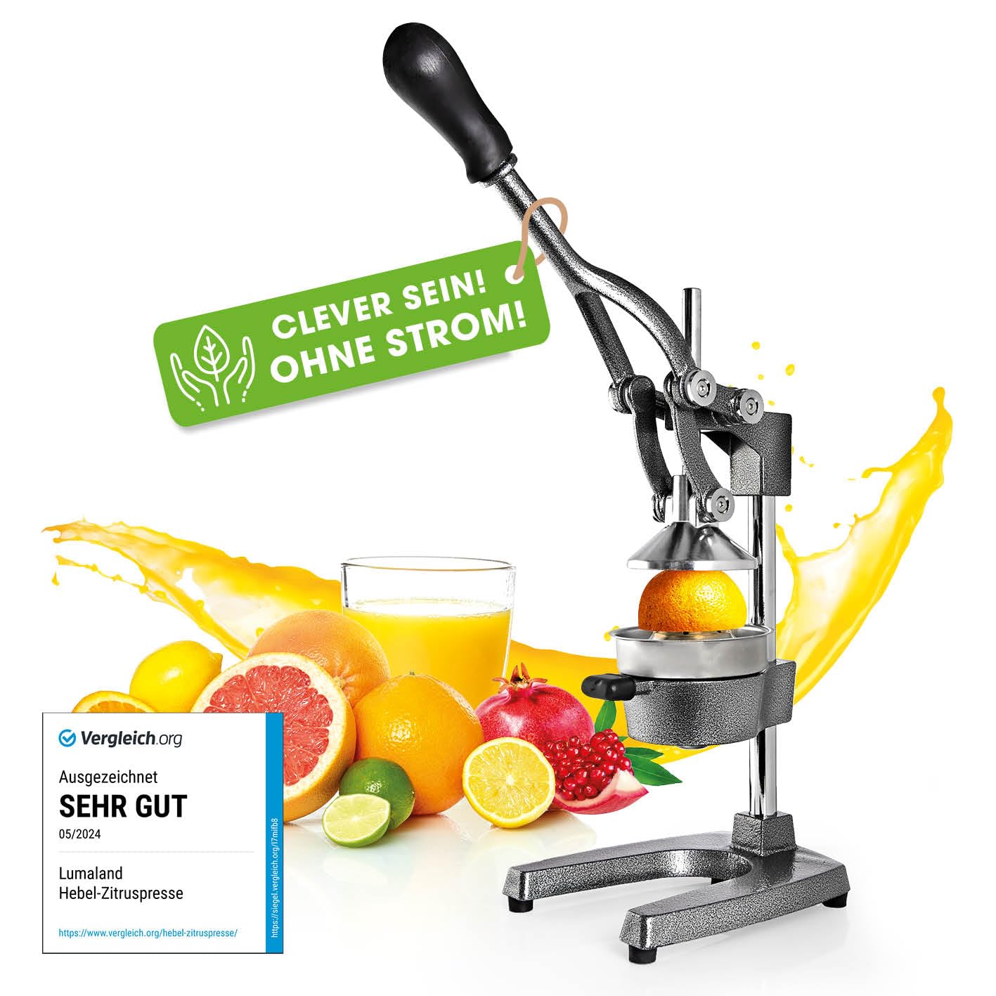 Lumaland Professional Manual Juicer cast iron Orange Juice Extractor With Hand Press Gear Citrus Juicer 6,5 Kg