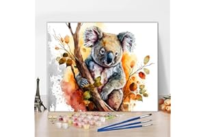 TUMOVO Koala Paint by Number for Adults Koala in Tree Oil Painting Paint by Numbers DIY Oil Painting on Canvas,Paintwork with Brushes and Pigment Crafts Art, 16x20 Inch, Frameless