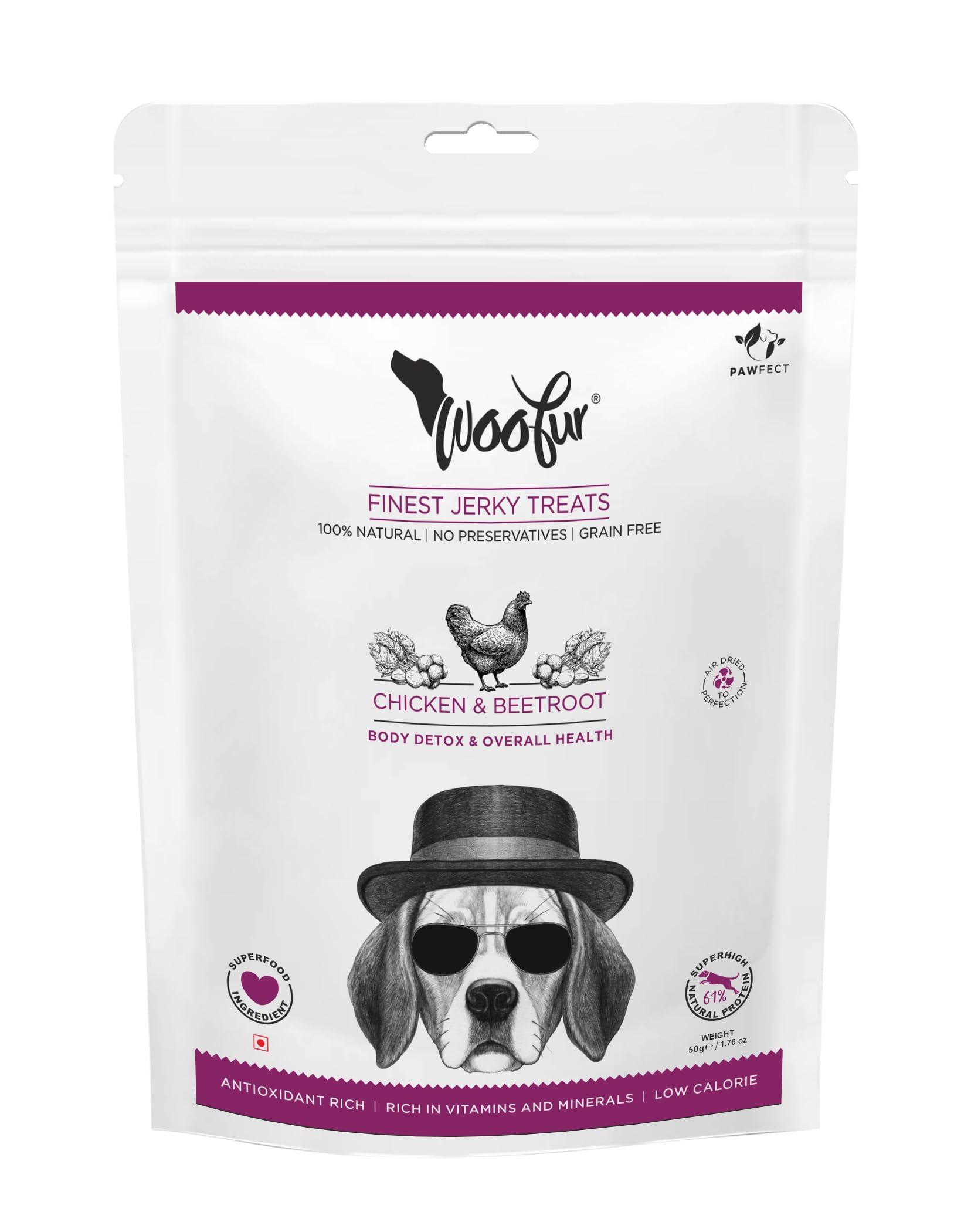 Jerky Treats: Chicken & Beetroot (50g/1.76oz)