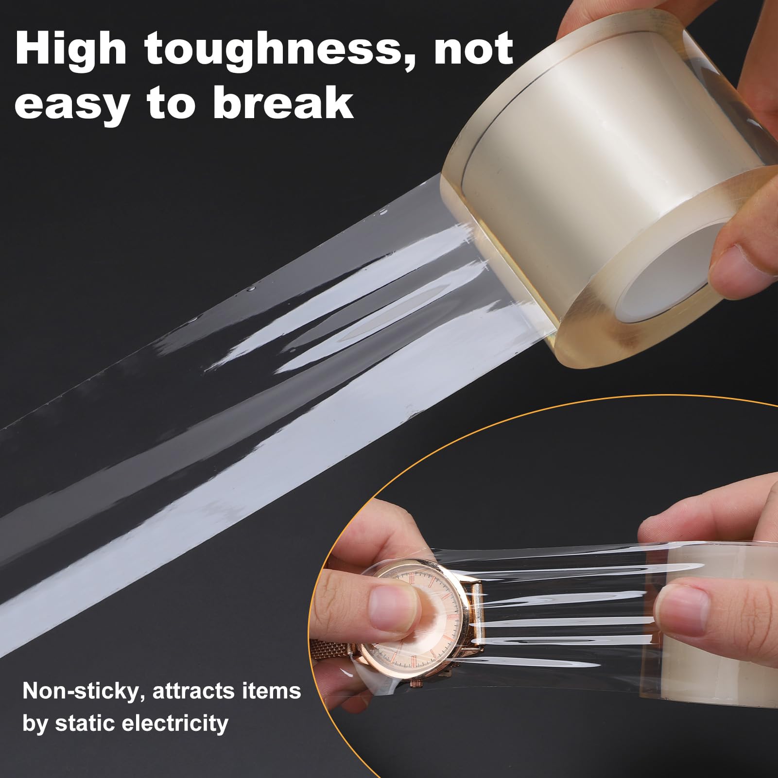 ZJchao 2 x 2.9in Anti-Static Transparent Watch Plastic Wrap, Watch Repair Tape for Watches, Jewelry, Hardware, Preventing Scratches, Fingerprints, Dust