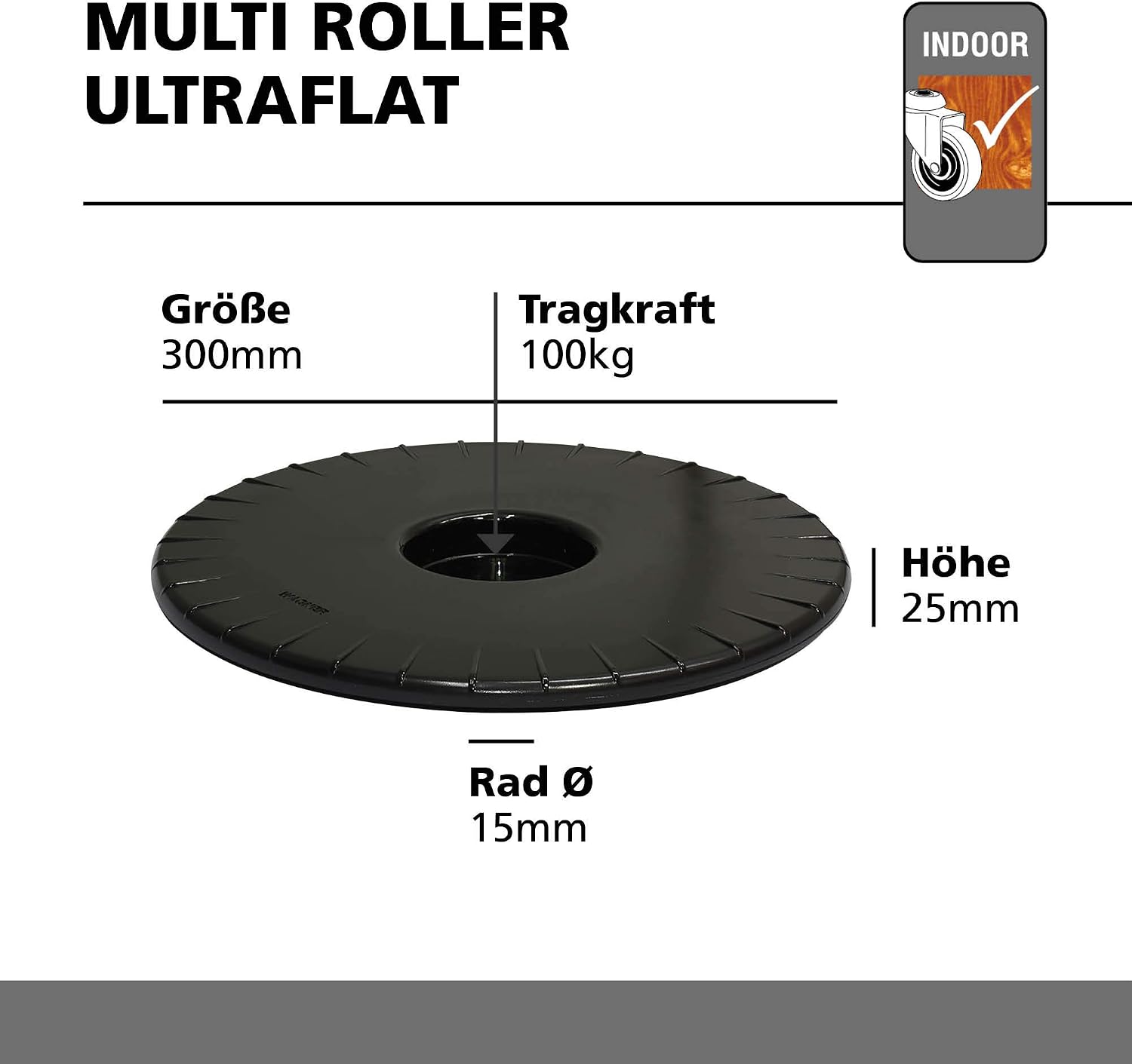 WAGNER Plant trolley ULTRAFLAT diameter 30 x 2,5 cm I Plant trolley for indoor use I Extra flat container trolley made of ABS synthetics - Image 5