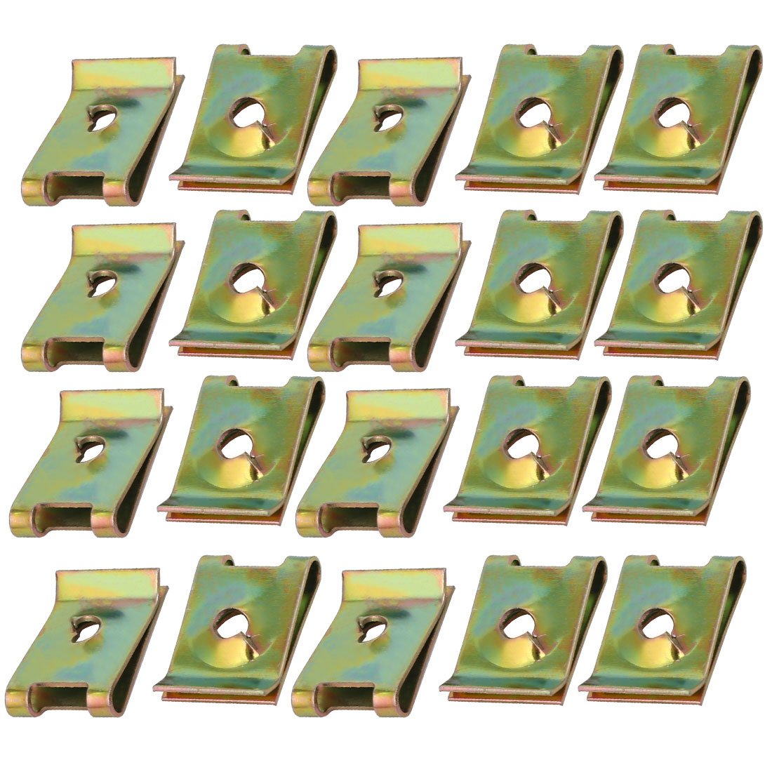 Sourcingmap 20pcs Spring Steel Speed Fastener U Nut Brass Tone for M4 / ST4.0 Screw Bolt