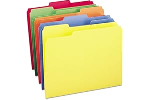 Smead File Folders, 100-Pack, Letter Size, 1/3-Cut Tab, Primary Assorted Colours, Blue Green Orange Red Yellow, Colour-Coded 