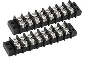 MGI SpeedWare 8 Circuit Double Screw Terminal Junction Block 300V/20A, Row Barrier Strip (2-Pack)