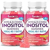 MEENCCD 2 Pack Myo-Inositol & D-Chiro Inositol Gummies, 40:1 Ratio Inositol with Vitamin D3, Magnesium Glycinate, Folate & Zinc, Inositol Supplement for Female Health, Raspberry Flavor, 120 Count