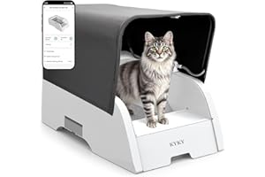 KYKY Self Cleaning Litter Box, Upgraded Automatic Cat Litter Box Self Cleaning with APP Control, Large Open Design for Single/Multiple Cats, Anti Pinch and Odorless（with Lid）