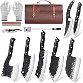 Golden Bird Butcher Knife Set - 13pcs Chef Knife Set Hand Forged Knives for Kitchen, Sharp Japanese Knives Sets for Meat Cutting, Camping, BBQ, Christmas Gifts for Men Women