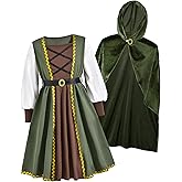 HIHA Girls Medieval Renaissance Dress with Velvet Hooded Cloak Size 6-12