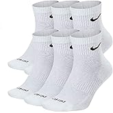 NIKE Plus Cushion Socks (6-Pair) (M (Men's 6-8 / Women's 6-10), Ankle(Quarter) White)