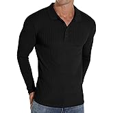 Askdeer Men's Polo Shirts Long/Short Sleeve Slim Fit Casual Shirts Classic Stretch Polo T Shirt Golf Shirts