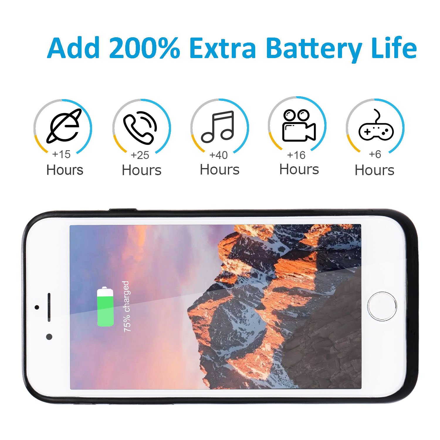 Mozeat Compatible With 4.7 Inch iPhone 6 6s 7 8 Battery Case Slim Rechargeable Protective Case Cover Charger Power Bank Extended 4000 mAh Black Charging Case External Battery Pack For iPhone 6 6s 7 8