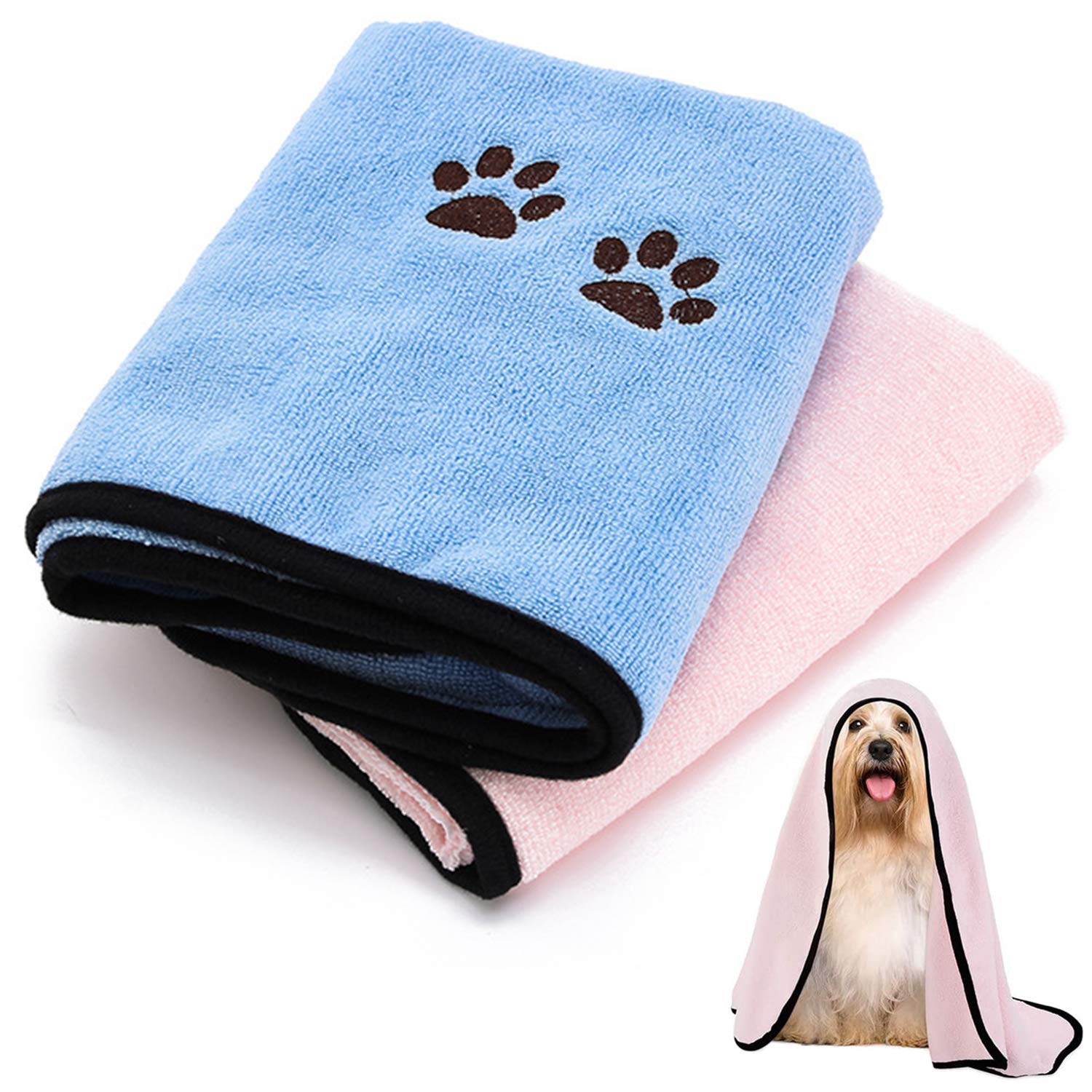 TAIYUNWEI Quick Dry Dog Towel, 2 PIECES Pet Towels, Absorbent Dog Towels, Pet Bath Towel