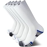 Tommy Hilfiger Mens Crew Socks - 5 Pack Cushioned Stretch Athletic Performance Crew Length Running Socks for Men
