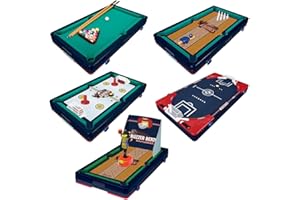 Franklin Sports Table Top Game Set - 5-in-1 Sports Center Indoor Game - Tabletop Soccer, Basketball, Hockey, Bowling + Pool