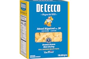 De Cecco Semonlina Pasta, Mezzi Rigatoni No.26, 1 Pound (Pack of 5)