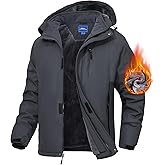 Zoofly Men's Mountain Ski Jacket Waterproof Fleece Liner Snow Coat Warm Winter Windproof Hooded Raincoat