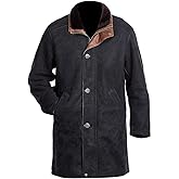 Mens Long-mire Sheriff Walt Robert Taylor Brown Suede Leather Coat Jacket Men