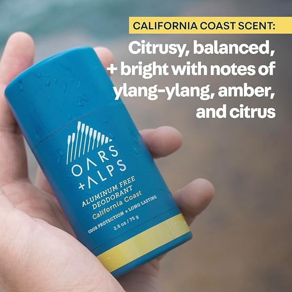 OARS + ALPS ALUMINUM FREE DEODORANT FOR MEN | LONG LASTING ODOR PROTECTION, CLEAR & FREE OF WHITE RESIDUE, ANTI-CHAFING SMOOTH GLIDE, DERMATOLOGIST TESTED, CALIFORNIA COAST, 3PK, 2.6OZ