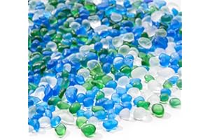 Keedolla 0.5 Lb Blue Green Betta Fish Tank Rocks Gravel Frosted Glass Beads, 6-9mm Aquarium Rocks Fish Tank Gravel Stones Pebbles for Vase Fillers, DIY Crafts, Home Decor