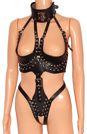 Ledapol 908 echt Leder Body Harness Riemenbody busenfrei offen, M schwarz