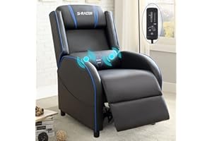 Homall Massage Gaming Recliner Chair, Racing Style Gaming Sofa, PU Leather Home Theater Seating, Modern Living Room Recliners Ergonomic Comfortable Gamer Lounge (Blue)
