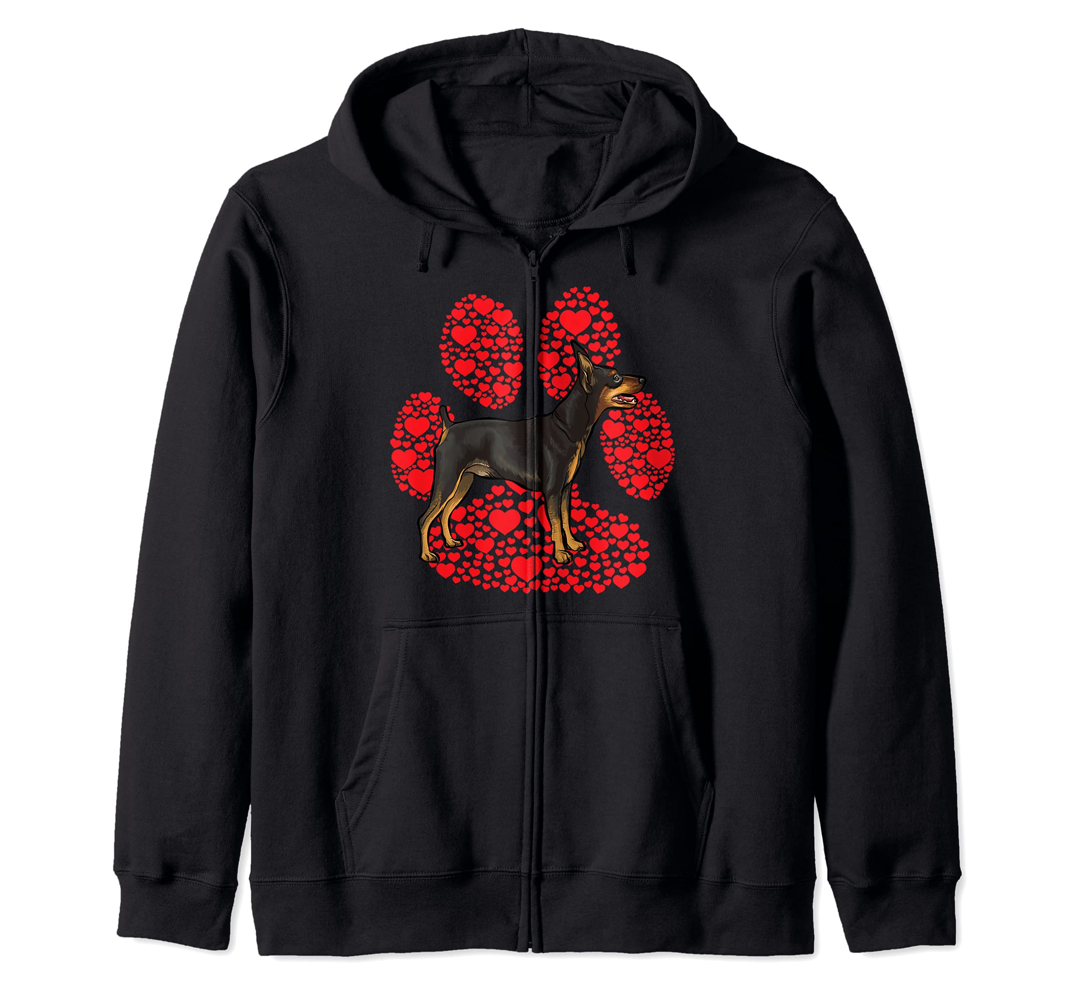 Miniature Pinscher Valentines Day Dog Love Paw Zip Hoodie