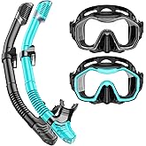 Kwambiri Snorkeling Gear for Adults Kids, Dry-Top Snorkel Set, 180°Panoramic Wide View Diving Mask Breathing Freely Snorkel Mask for Snorkeling Scuba Diving Swimming Travel